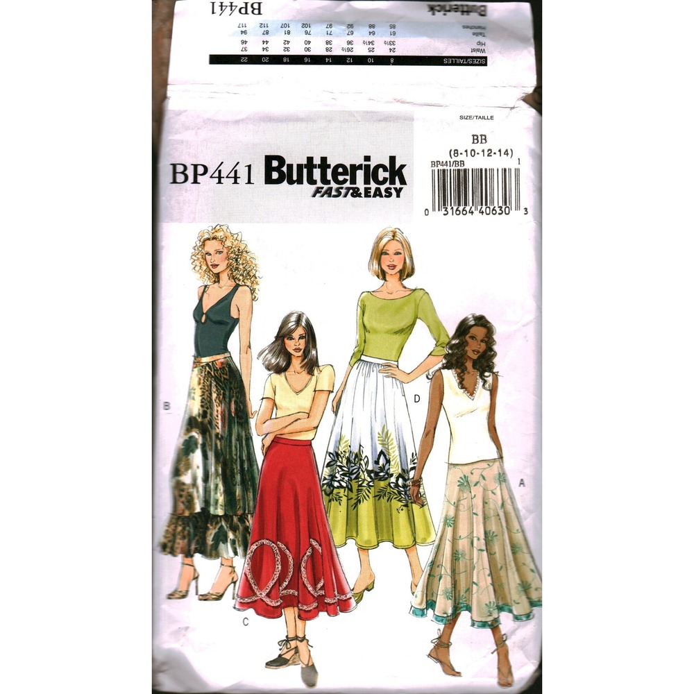 Butterick BP441 Fast & Easy Misses Flared Skirt Sewing Pattern Size 8-14 BB